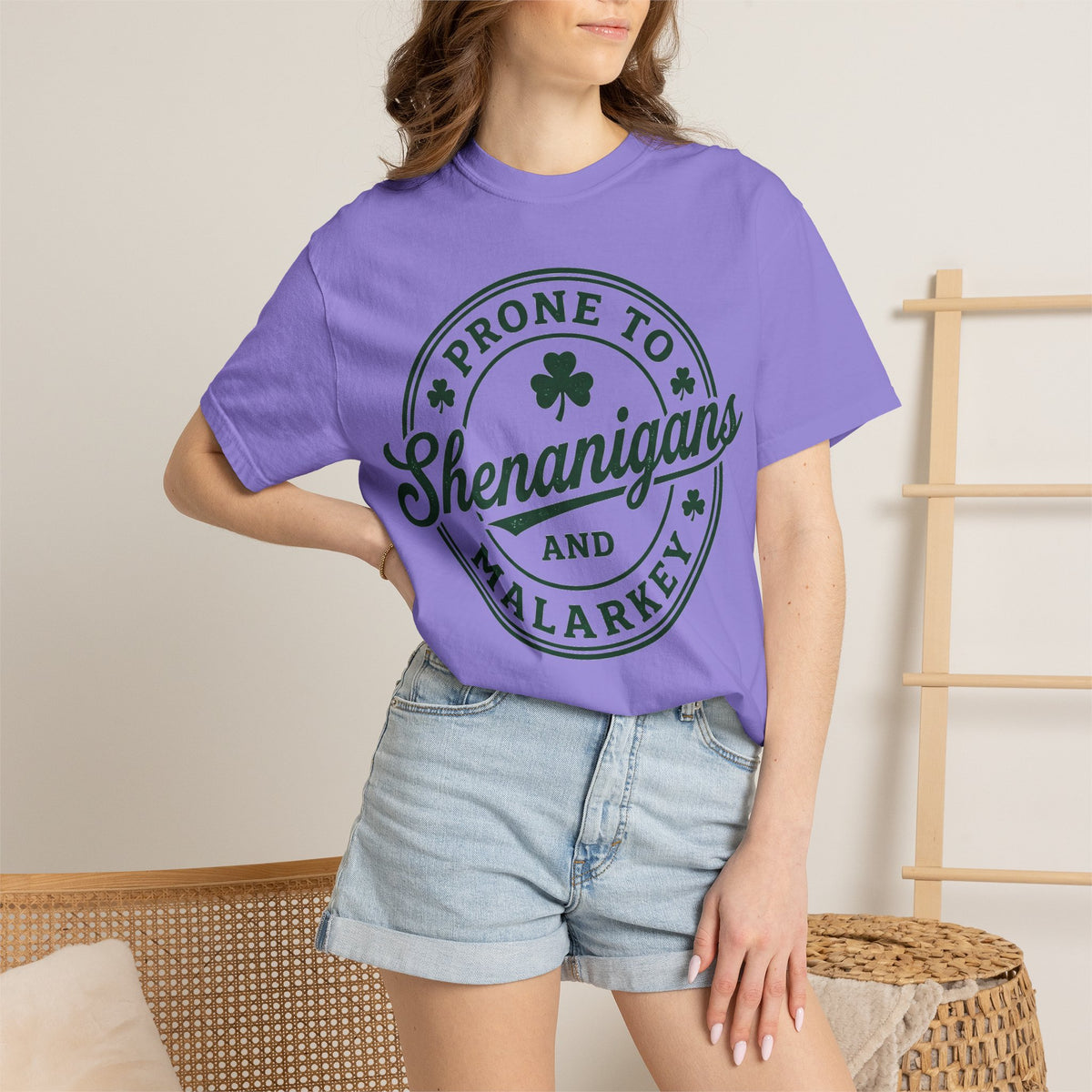 Prone To Shenanigans And Malarkey Shirt, St Patricks Day Badge Tee, Funny Irish Shirt, Paddys Day Gift