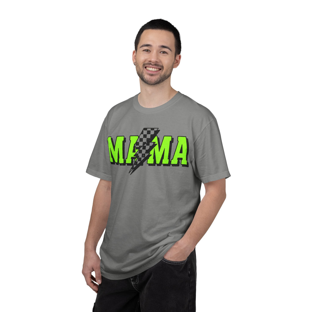 Mama Checkered Bolt Shirt, Green Lightning Mom Tee, Edgy Mama Shirt, Mothers Day Gift