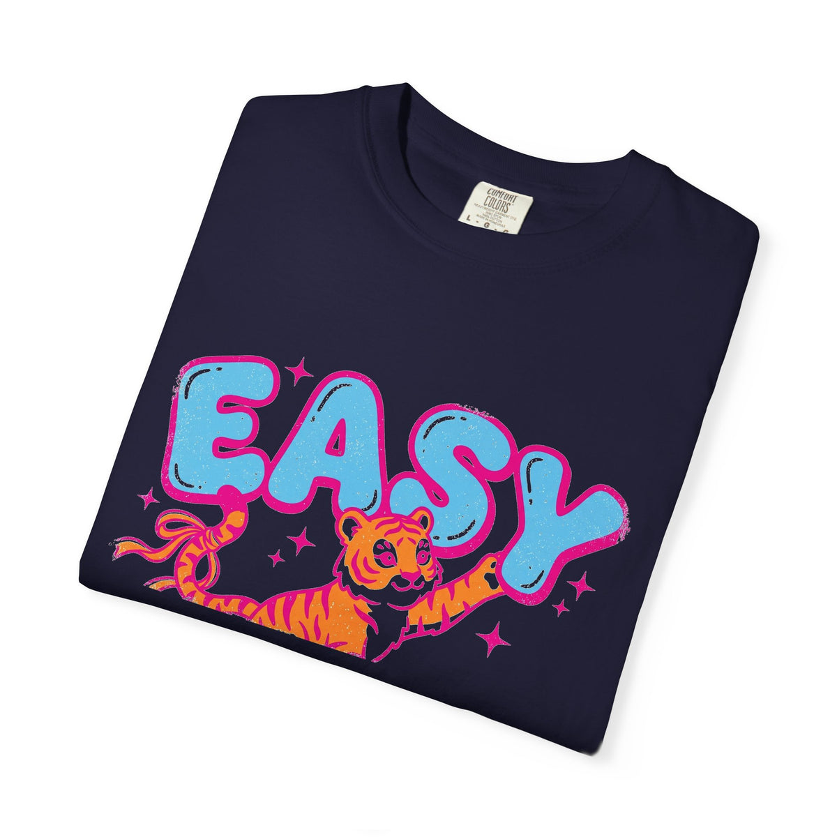 Easy Tiger Shirt, Y2K Bubble Letter Tiger Tee, Pink And Blue Retro Shirt, Funny Flirty Gift