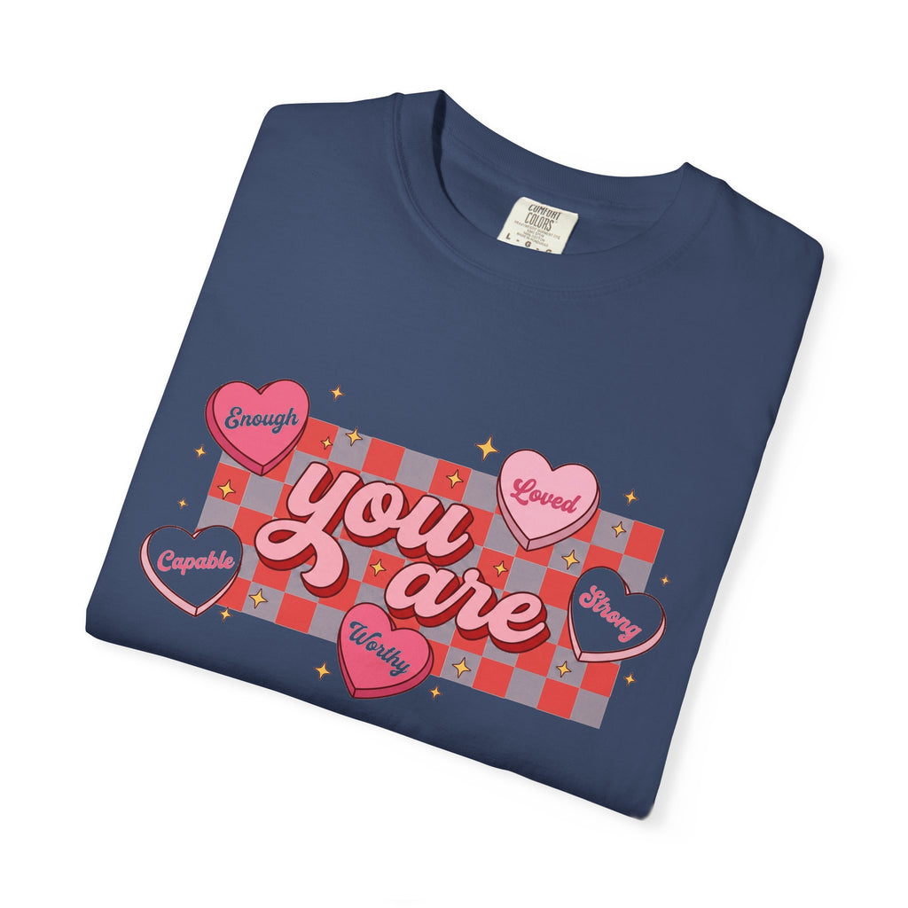 You Are Enough Candy Heart Shirt, Red Check Affirmation Tee, Valentines Self Love Shirt, Gift For Her
