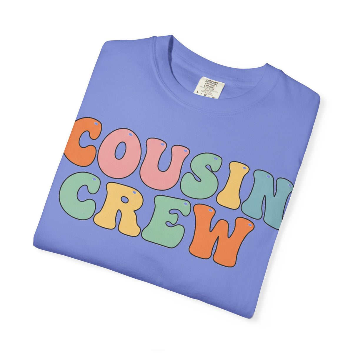 Cousin Crew Stacked Shirt, Groovy Retro Pastel Tee, Matching Cousins Reunion Shirt, Family Gift