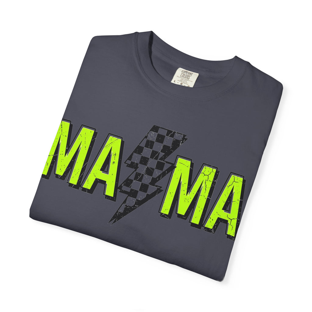 Mama Lightning Bolt Shirt, Neon Green Checkered Bolt Tee, Edgy Mom Shirt, Mama Gift