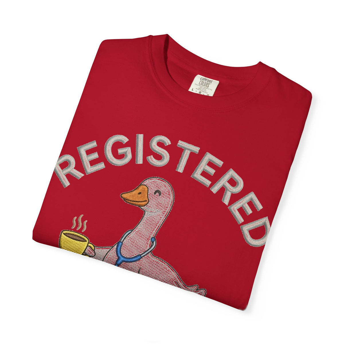 Registered Silly Goose Straight Text Shirt, Embroidered Look Nurse Goose Tee, Funny RN Shirt, Nurse Gift