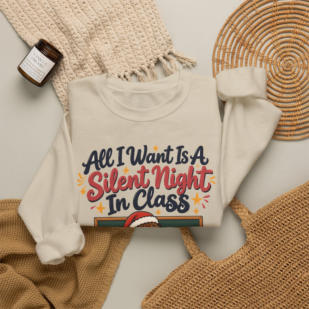 Funny Teacher Gift All I Want Is A Silent Night In Class Ornament Mug Sweatshirt Christmas Gift from Student Beaver