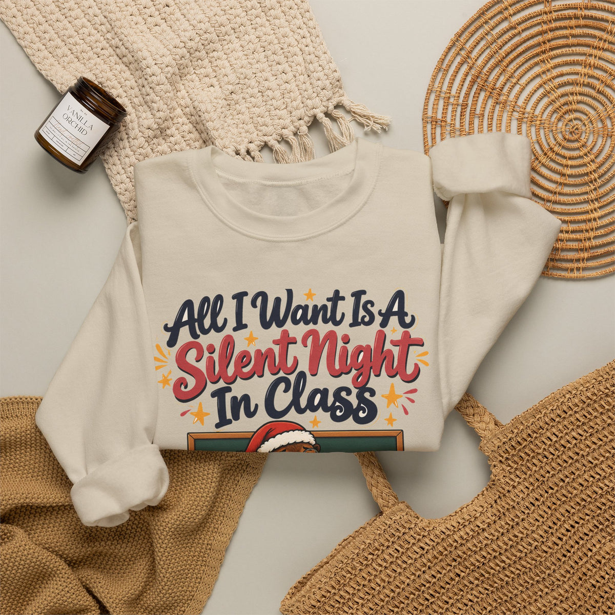 Funny Teacher Gift All I Want Is A Silent Night In Class Ornament Mug Sweatshirt Christmas Gift from Student Beaver