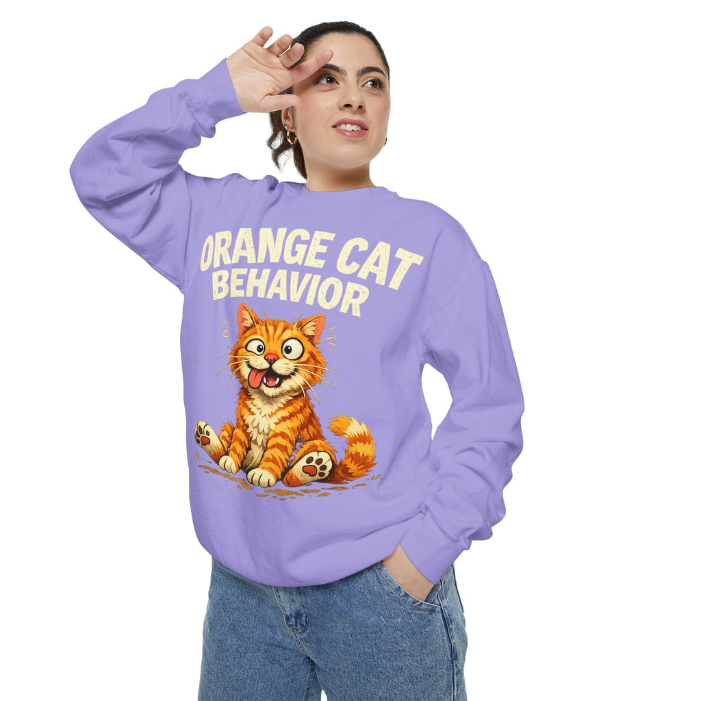 Orange Cat Behavior Sweatshirt — Cute Ginger Kitty Graphic Pullover