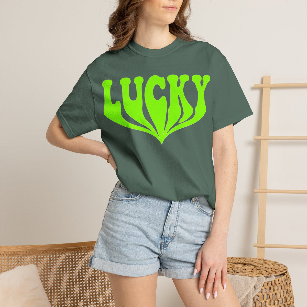Lucky Drippy Type Shirt, Neon Green Psychedelic Tee, Retro St Patricks Day Shirt, Rave Gift