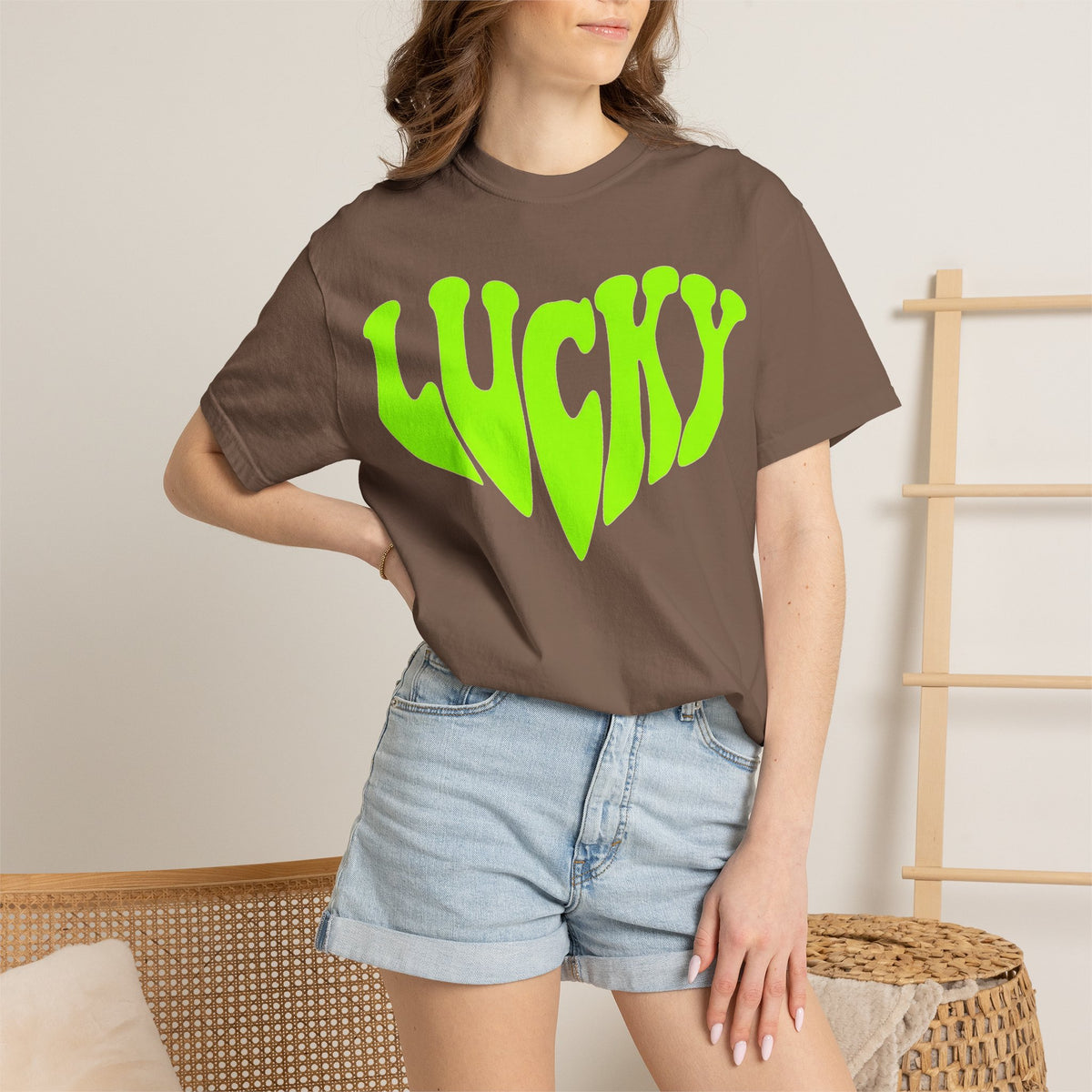 Lucky Melting Letters Shirt, Neon Green Trippy Tee, Psychedelic St Patricks Shirt, Festival Gift