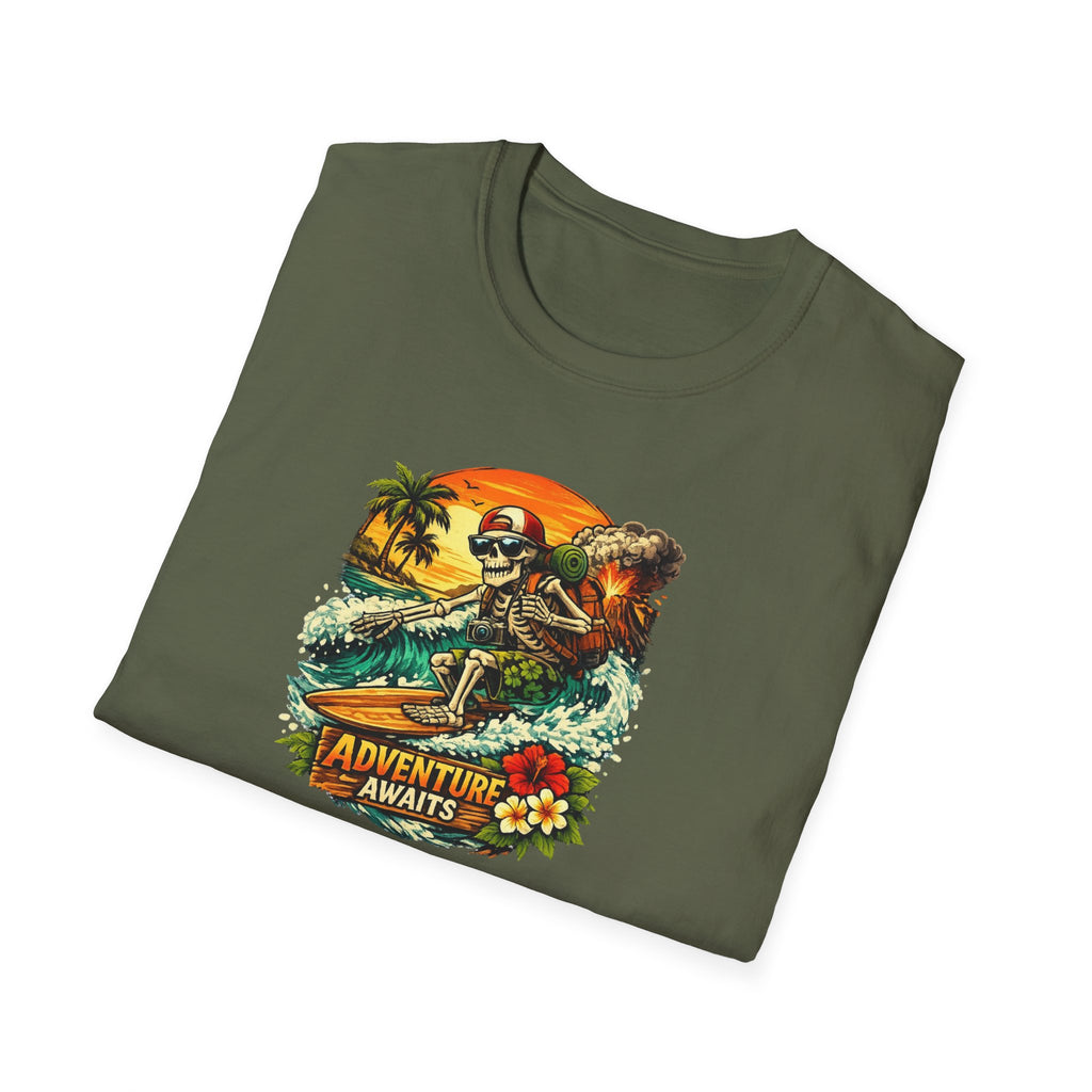 Adventure Awaits Shirt, Retro Dinosaur Outdoor Tee, Explorer Gift