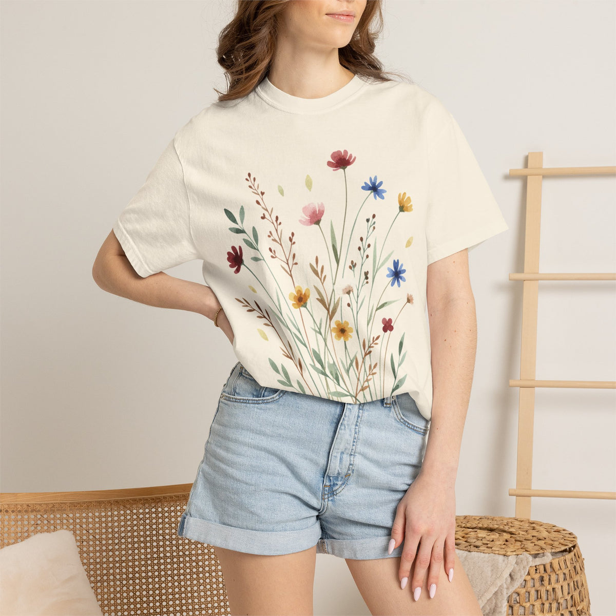 Watercolor Wildflower Bouquet Shirt, Painted Meadow Flowers Tee, Cottagecore Botanical Shirt, Garden Lover Gift