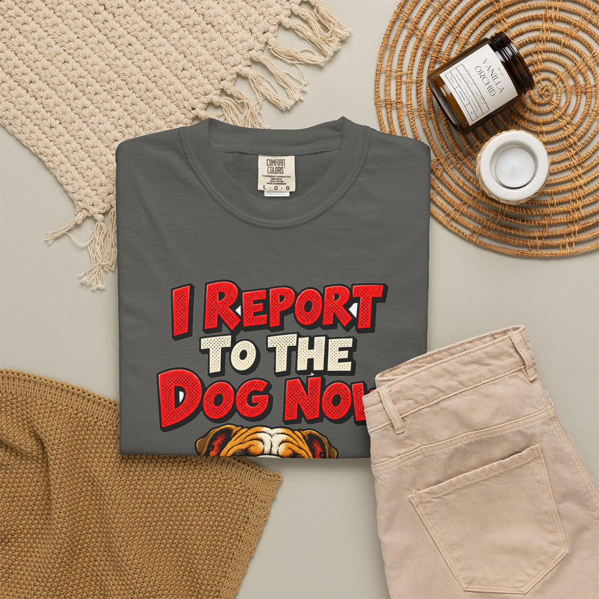 funny retirement shirt I Report To The Dog Now Shirt, Funny Retired Dog Lover Shirt, Comfort Colors