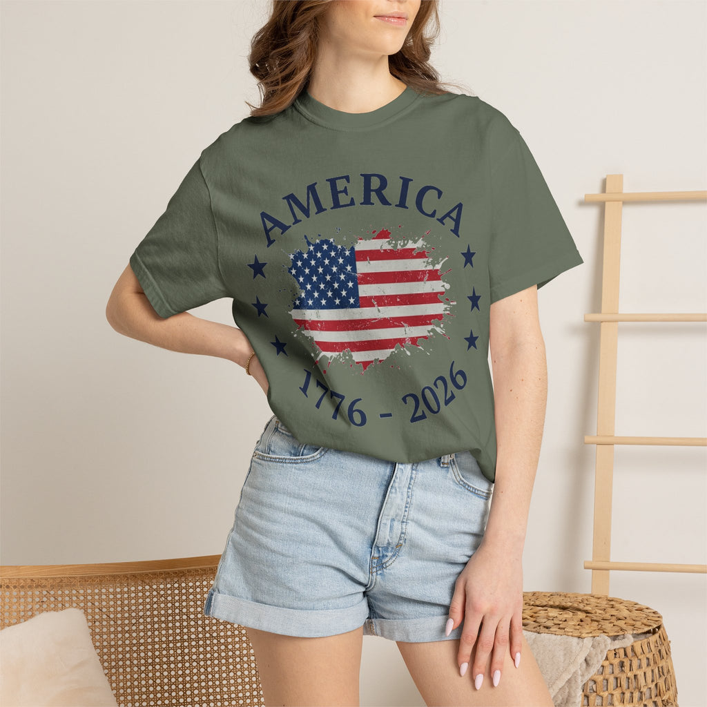 America 1776 2026 Shirt, Distressed Flag Oval Tee, Patriotic 250th Anniversary Shirt, Fourth Of July Gift
