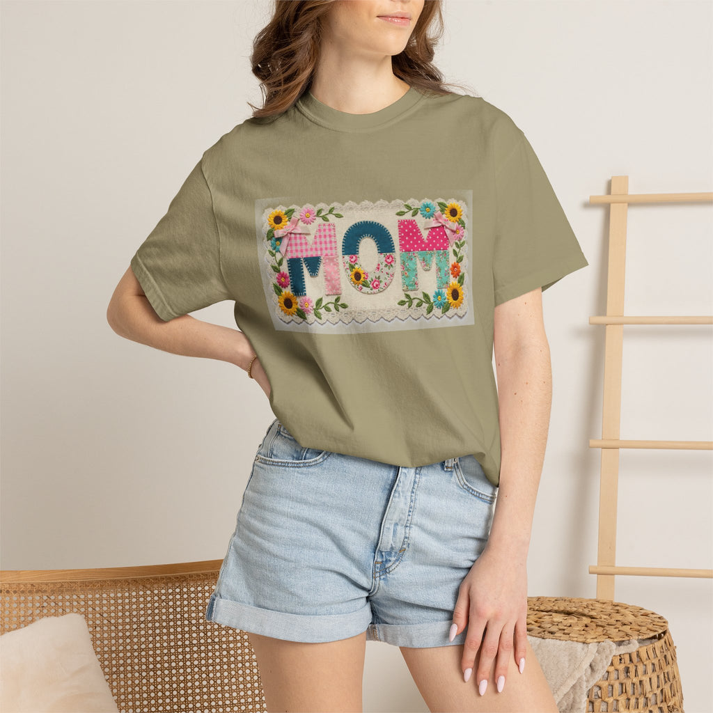 Mom Floral Applique Shirt, Faux Embroidery Sunflower MOM Tee, Mothers Day Shirt, Mom Gift