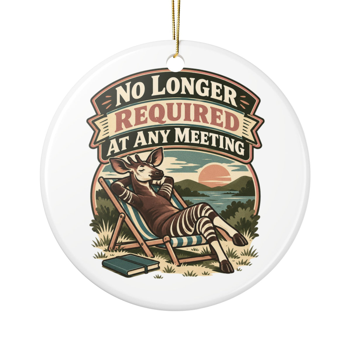 No Longer Required At Any Meeting Ornament, Funny Retiree Christmas Gift, Secret Santa Stocking Stuffer, Ceramic Christmas Ornament 2026