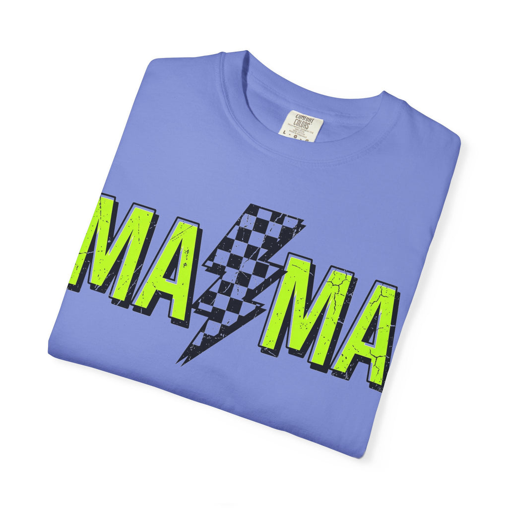Mama Lightning Bolt Shirt, Neon Green Checkered Bolt Tee, Edgy Mom Shirt, Mama Gift