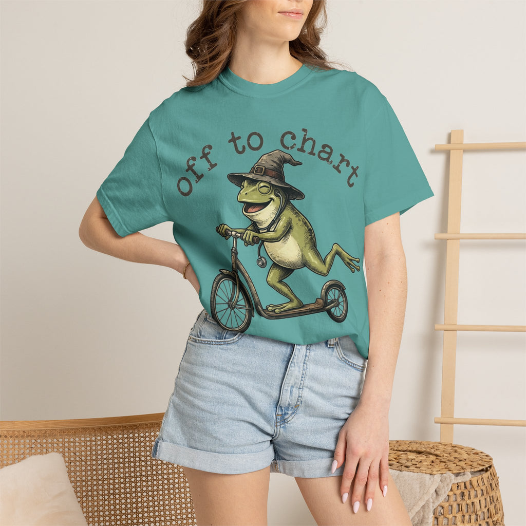Off To Chart Grinning Frog Shirt, Nurse Frog Scooter Tee, Funny Charting Shirt, RN Gift