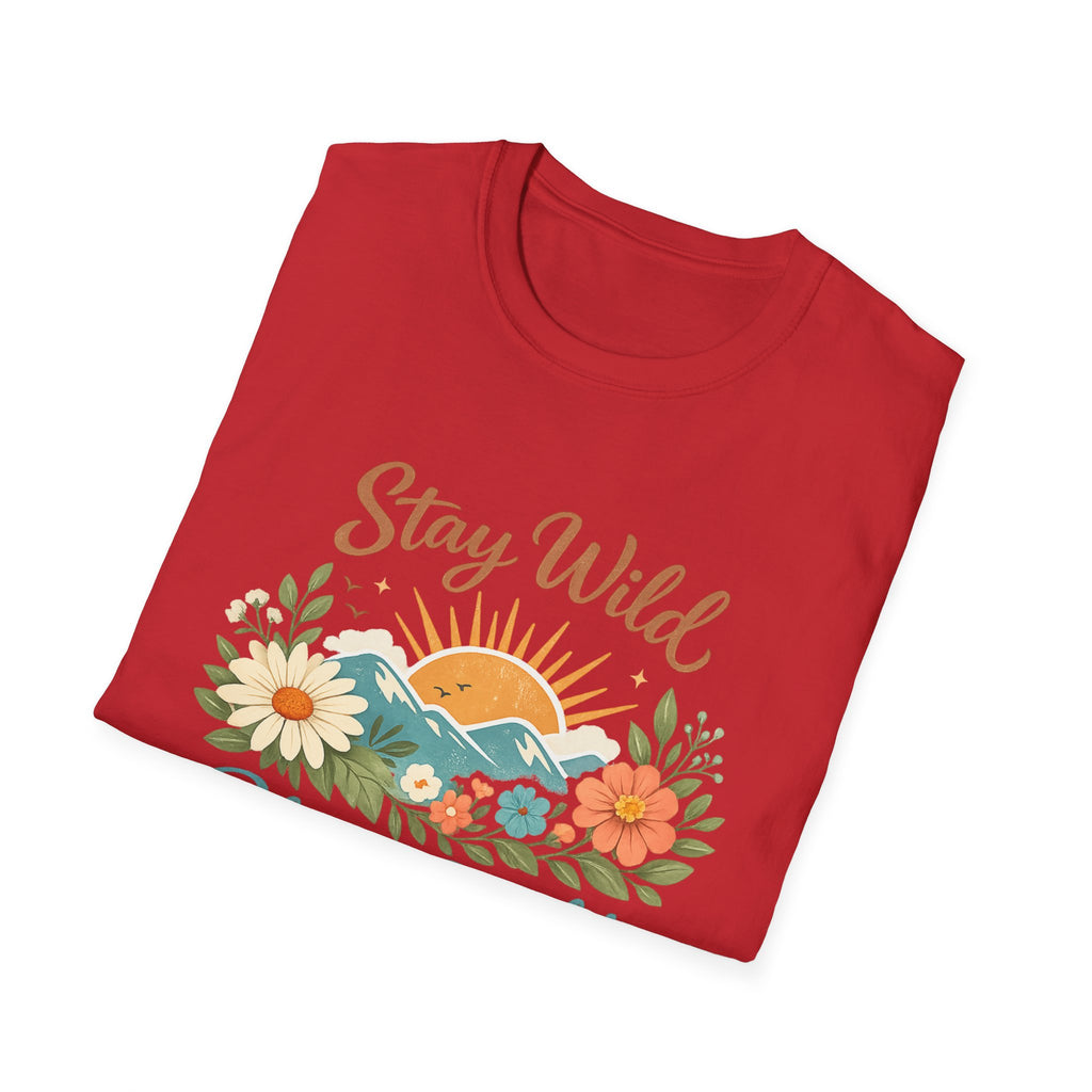 Stay Wild Bloom Bright T-Shirt — Floral Sunset Graphic Tee