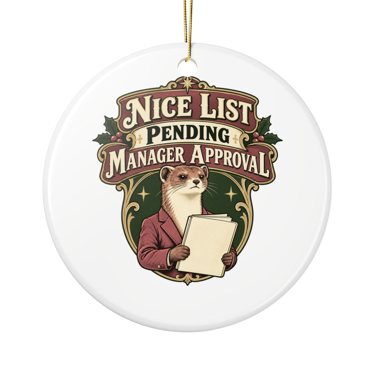 Nice List Pending Manager Approval Ornament, Funny Coworker Christmas Gift, Secret Santa Stocking Stuffer, Ceramic Christmas Ornament 2026