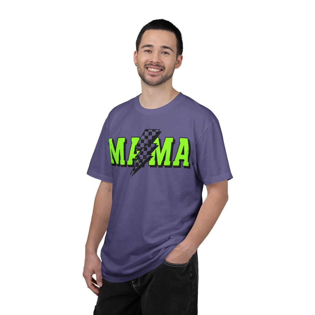 Mama Checkered Bolt Shirt, Green Lightning Mom Tee, Edgy Mama Shirt, Mothers Day Gift
