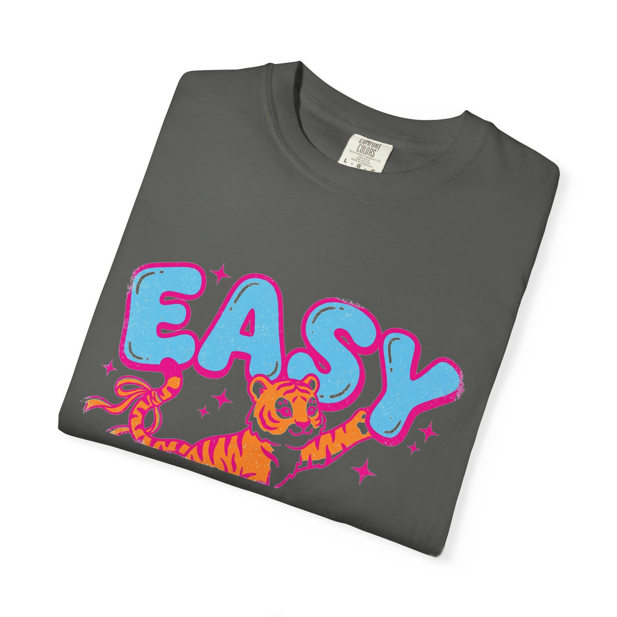 Easy Tiger Shirt, Y2K Bubble Letter Tiger Tee, Pink And Blue Retro Shirt, Funny Flirty Gift