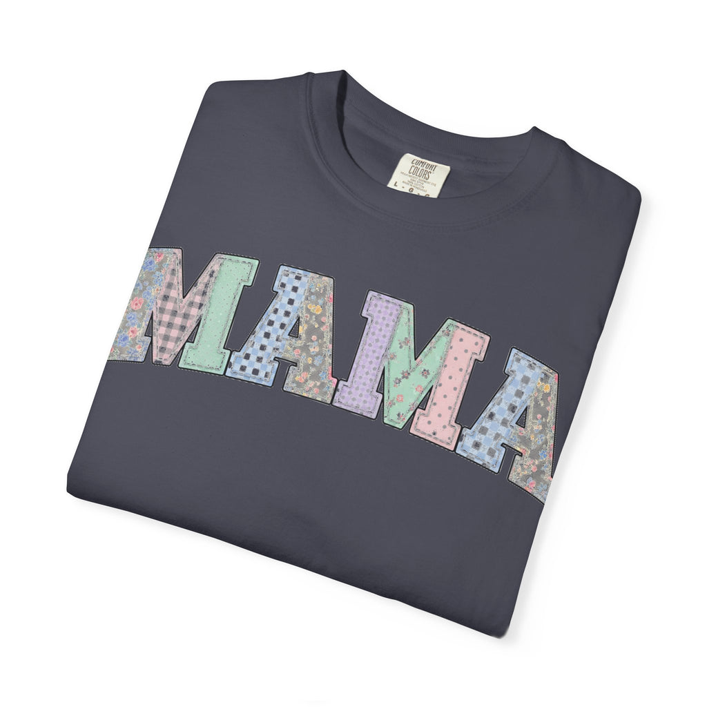 Mama Soft Patchwork Shirt, Small Pastel Applique Tee, Shabby Chic Mama Shirt, Mom Gift