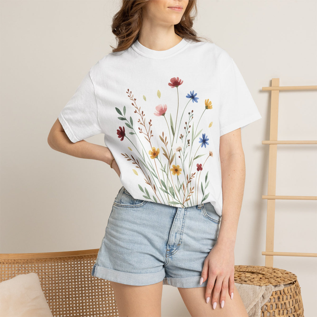 Watercolor Wildflower Bouquet Shirt, Painted Meadow Flowers Tee, Cottagecore Botanical Shirt, Garden Lover Gift