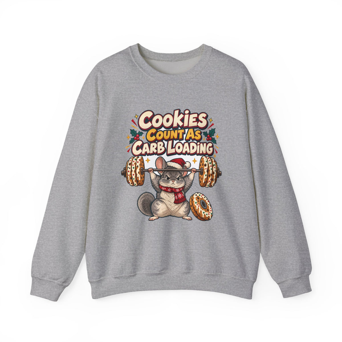 Funny Gym Christmas Sweatshirt Cookies Count As Carb Loading Shirt, Funny Holiday Gift Tee, Christmas Gift Idea