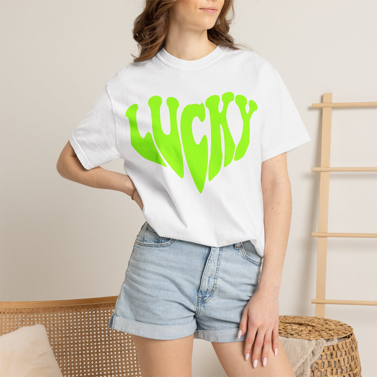 Lucky Melting Letters Shirt, Neon Green Trippy Tee, Psychedelic St Patricks Shirt, Festival Gift