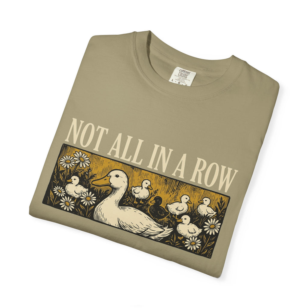 Not All In A Row Gold Panel Shirt, Woodcut Duck Family Tee, Folk Art Duck Shirt, Funny Gift