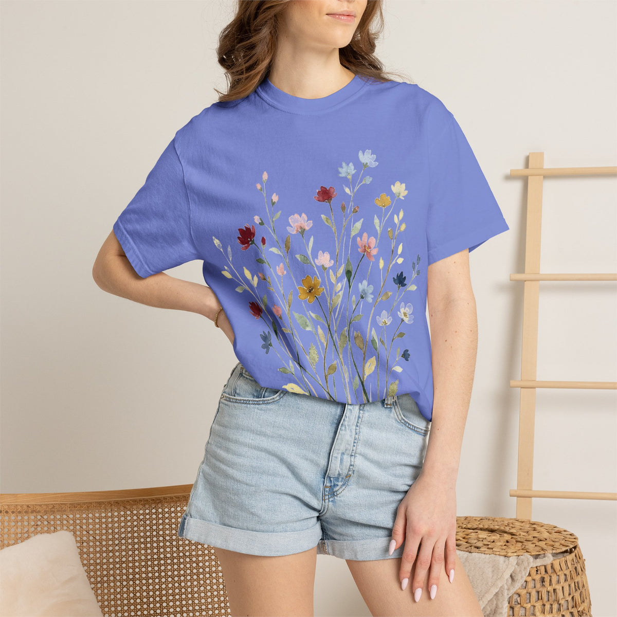 Watercolor Wildflower Spray Shirt, Painted Meadow Bouquet Tee, Cottagecore Floral Shirt, Garden Gift