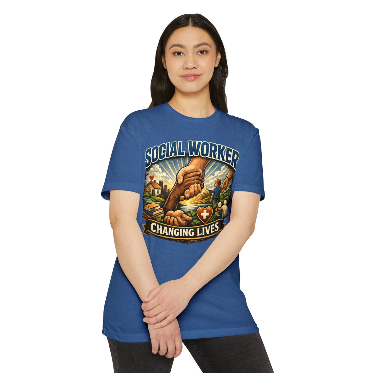 Social Worker T-Shirt — "Changing Lives" Graphic Tee for Caregivers & Advocates