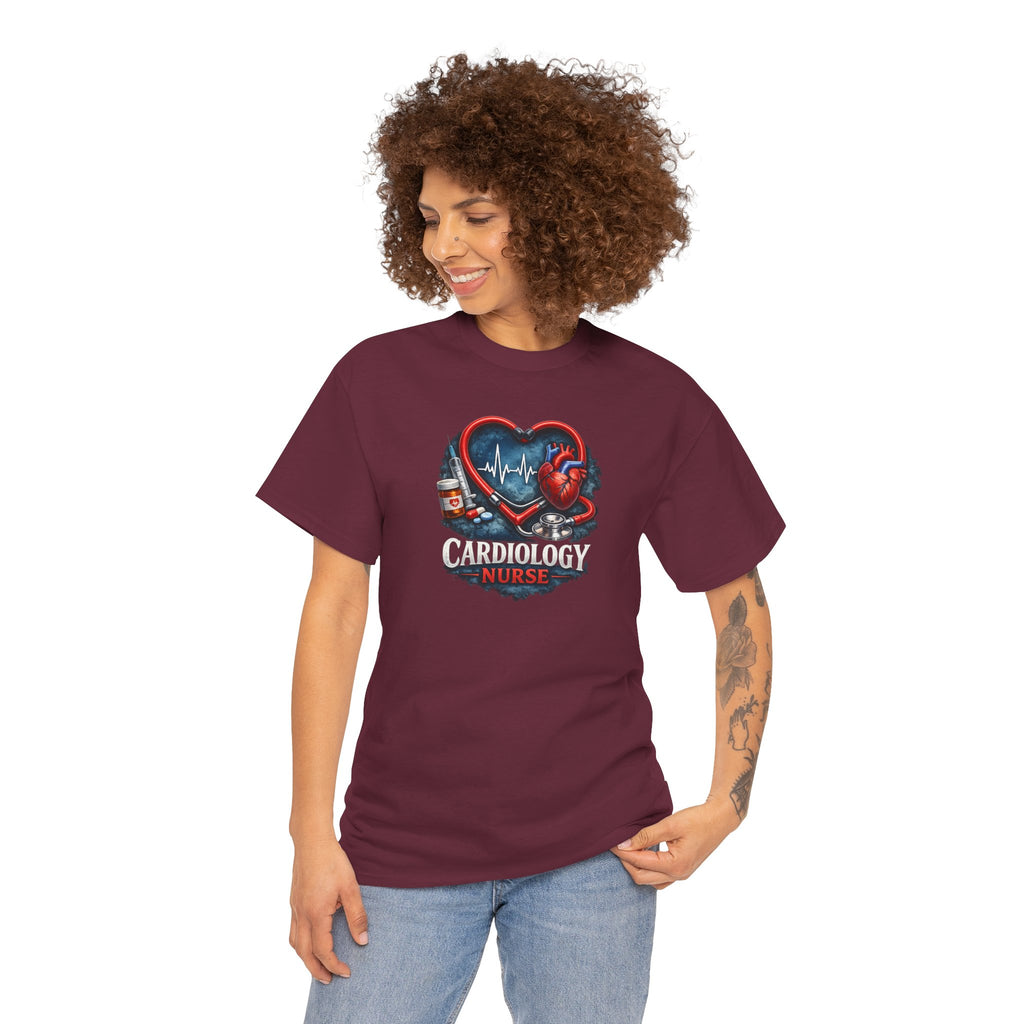Cardiology Nurse T-Shirt — Heartbeat Stethoscope Design