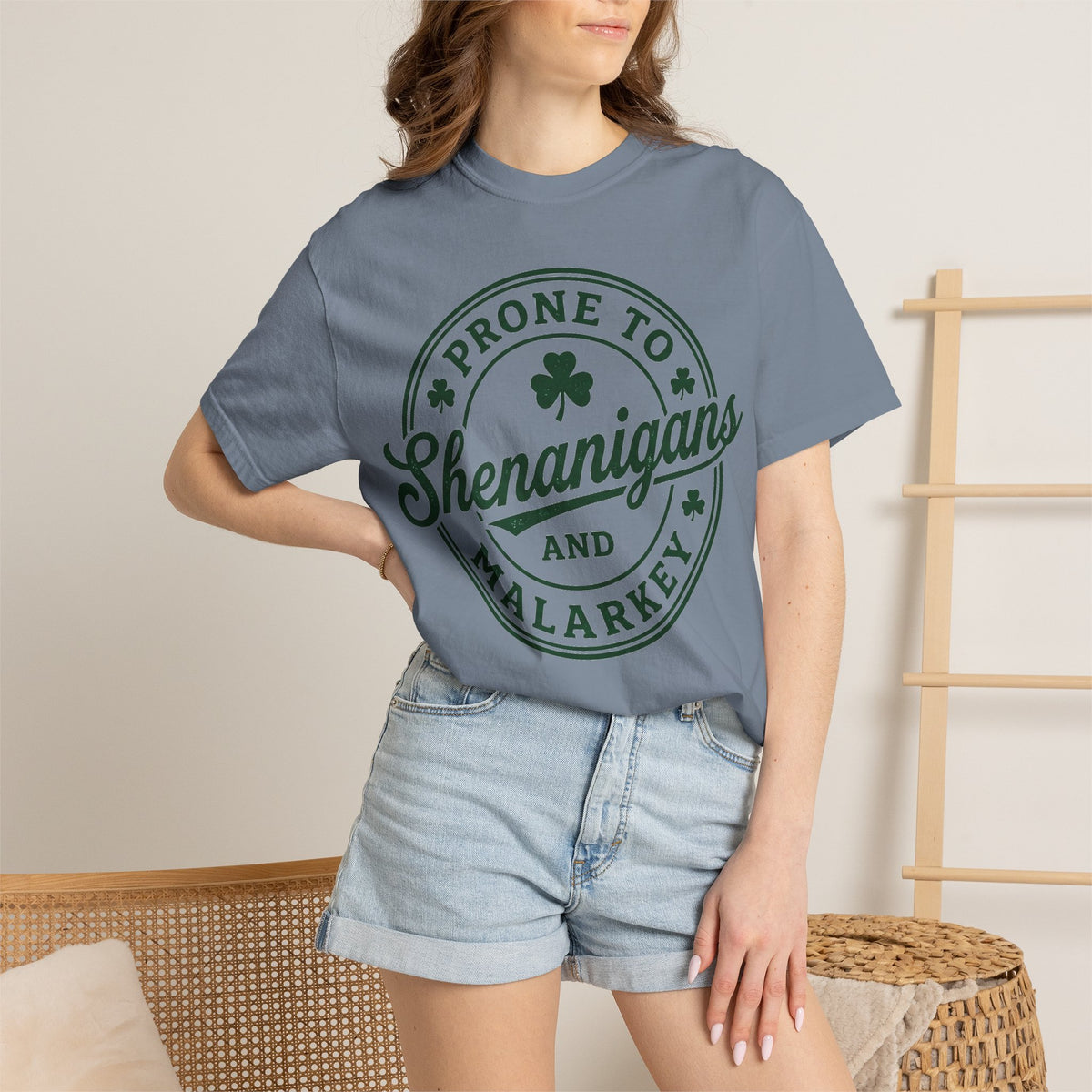 Prone To Shenanigans And Malarkey Shirt, St Patricks Day Badge Tee, Funny Irish Shirt, Paddys Day Gift