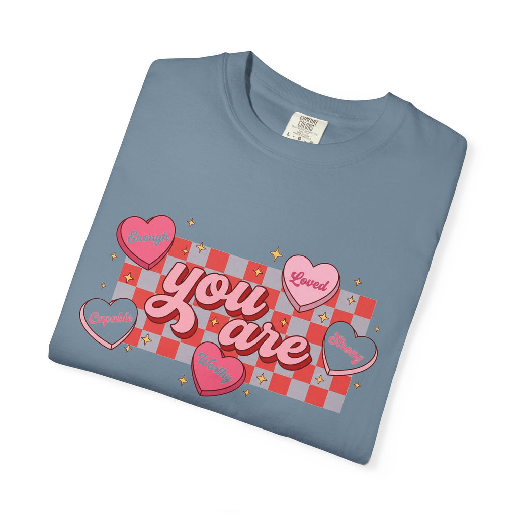You Are Enough Candy Heart Shirt, Red Check Affirmation Tee, Valentines Self Love Shirt, Gift For Her
