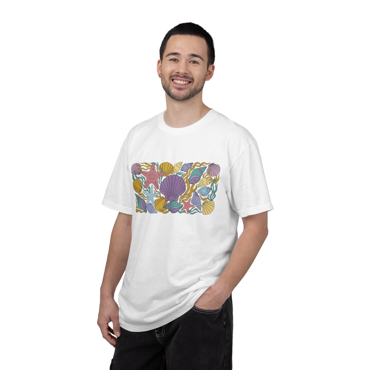 Seashell Starfish Shirt, Pastel Beach Shell Collage Tee, Coastal Summer Shirt, Beach Lover Gift
