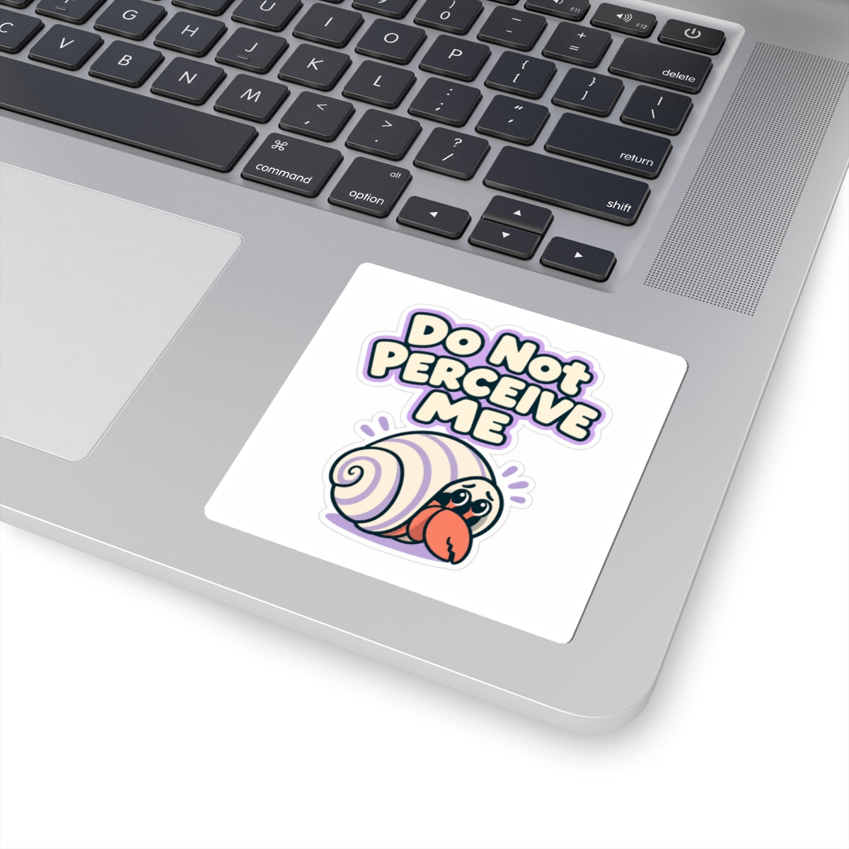 Do Not Perceive Me Sticker, Funny Introvert Decal, Cute Hermit Crab Laptop Sticker