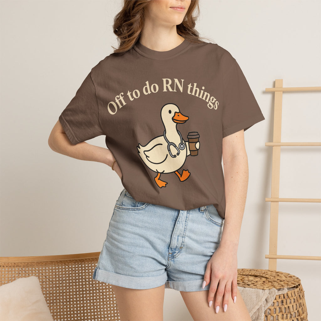 Off To Do RN Things Shirt, Funny Nurse Duck Coffee Tee, Stethoscope Duck Shirt, Nurse Gift