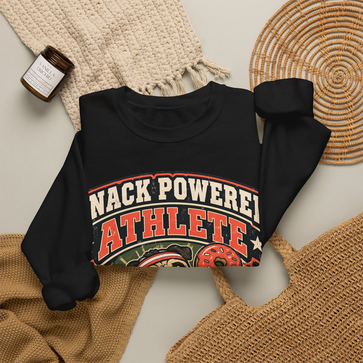 funny gym Sweatshirt Snack Powered Athlete Sweatshirt, Funny Workout Graphic Sweatshirt,