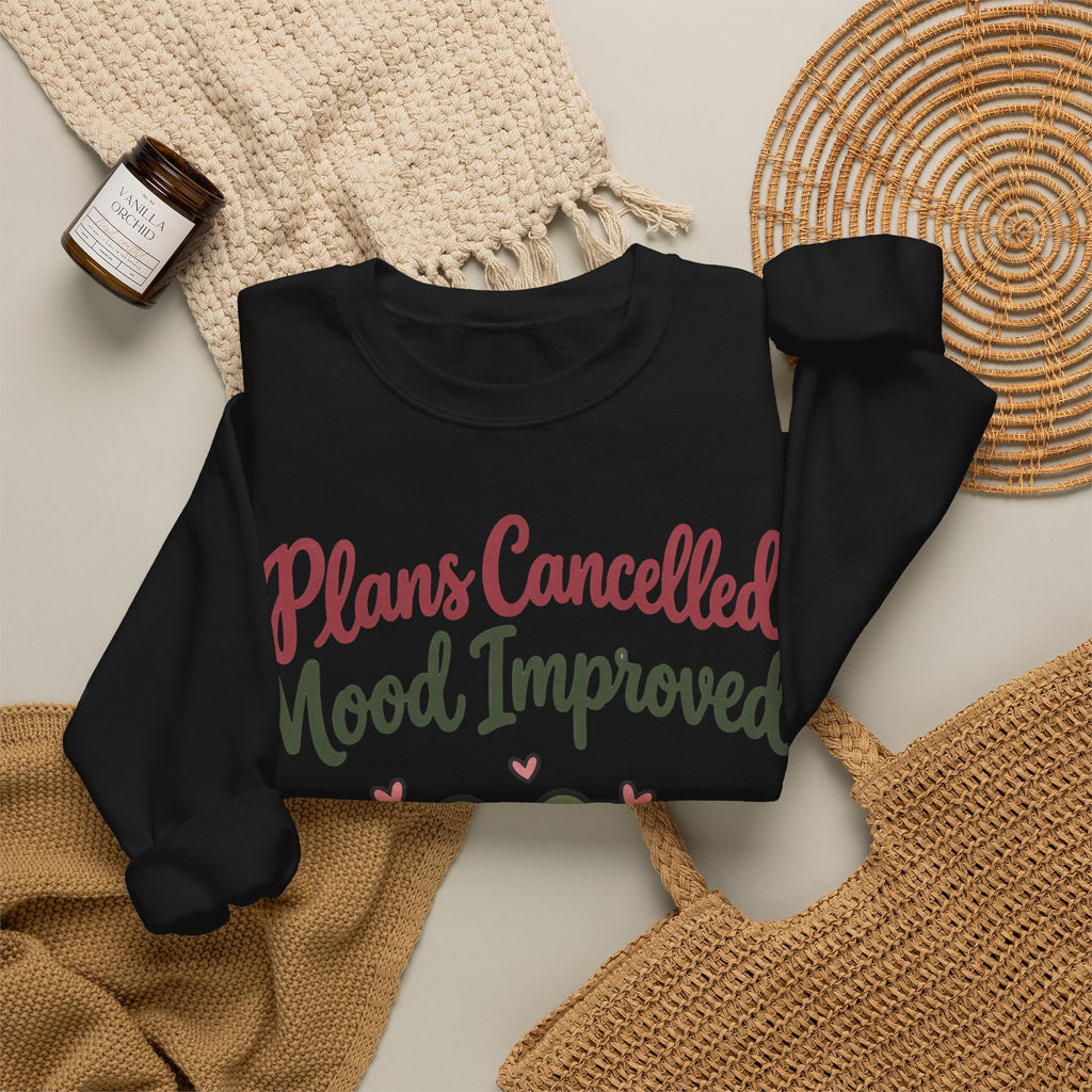 Funny Introvert Sweatshirt Plans Cancelled Mood Improved | Cozy Frog Sweatshirt | Homebody Gift | Antisocial Sweatshirt