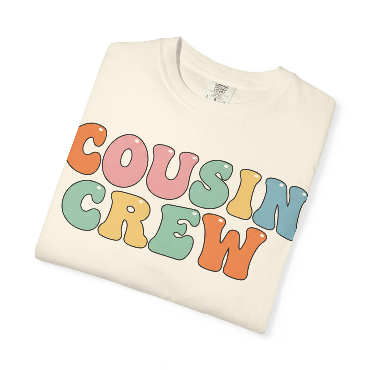 Cousin Crew Stacked Shirt, Groovy Retro Pastel Tee, Matching Cousins Reunion Shirt, Family Gift