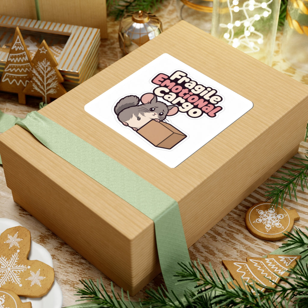 Fragile Emotional Cargo Sticker, Funny Laptop Decal, Cute Chinchilla Vinyl Sticker