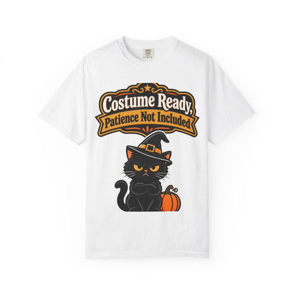 Costume Ready, Patience Not Included Halloween Shirt, Funny Black Cat Tee