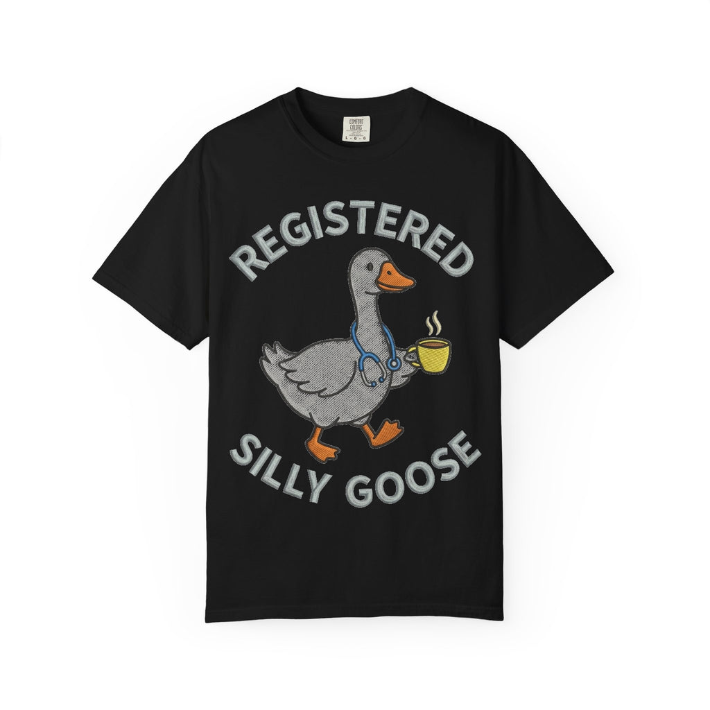 Registered Silly Goose Shirt, Faux Embroidery Nurse Goose Tee, Funny RN Shirt, Nurse Gift