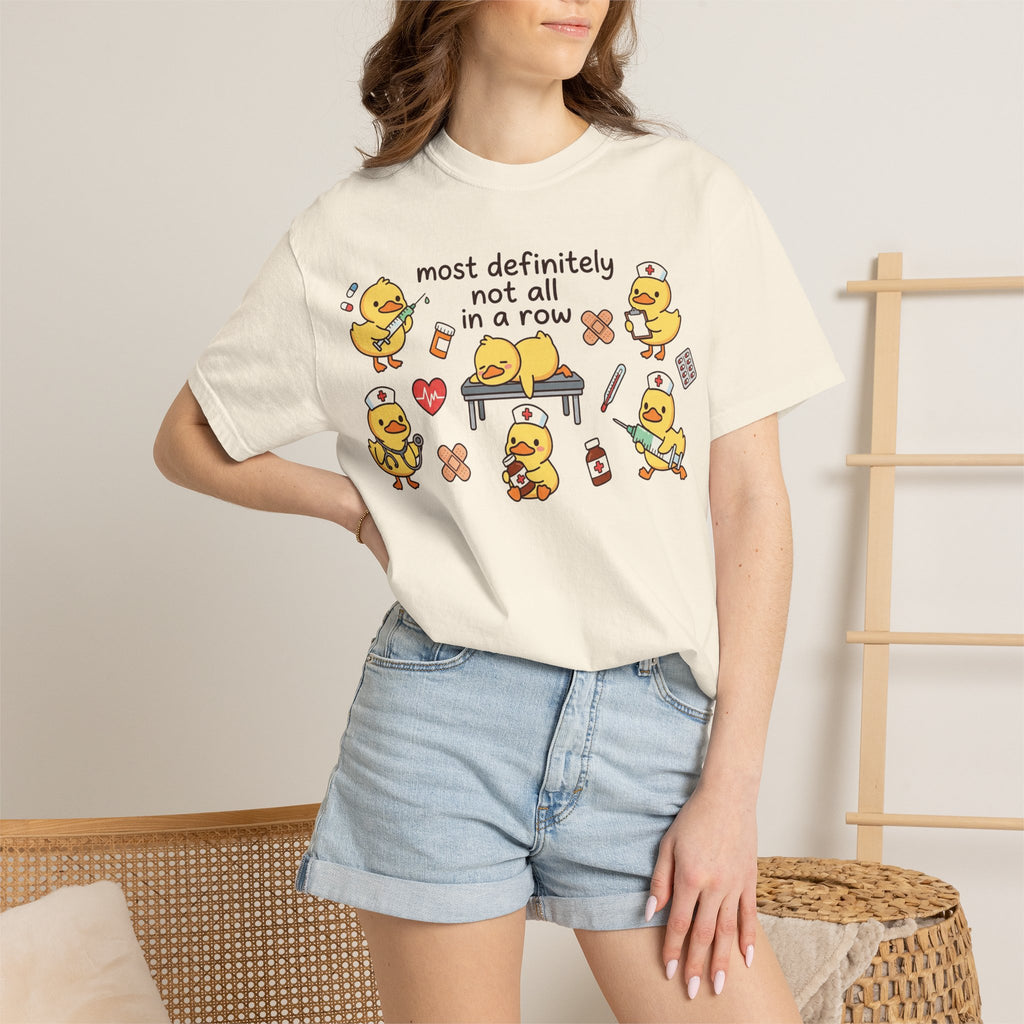Most Definitely Not All In A Row Wide Shirt, Nurse Duckling Chaos Tee, Funny RN Shirt, Nurse Gift