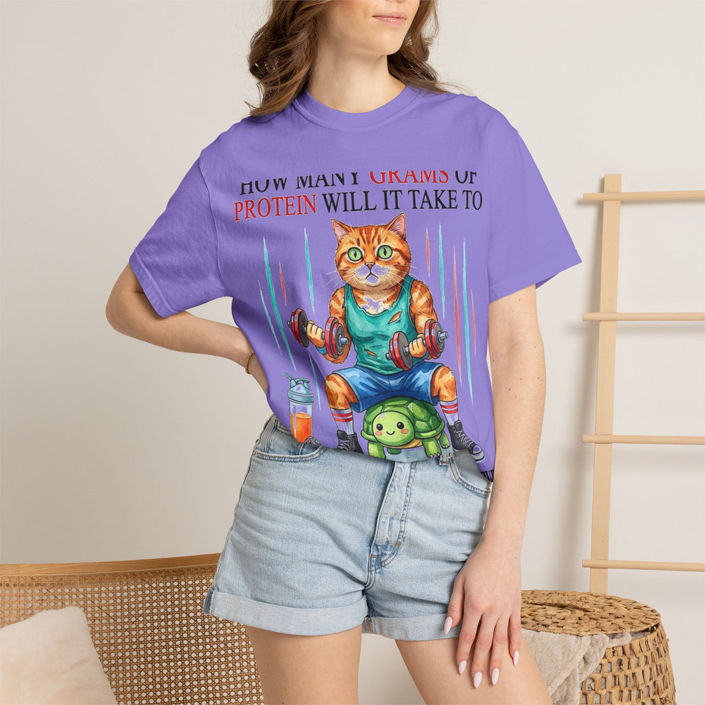 How Many Grams Of Protein Will It Take To Restore The Light In My Eyes Shirt, Funny Gym Cat Tee, Burnout Humor Shirt, Lifter Gift