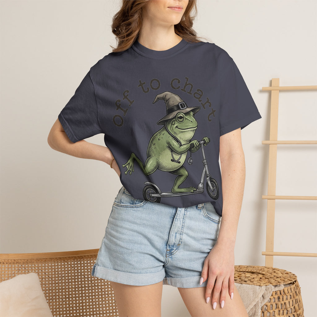 Off To Chart Etched Frog Shirt, Vintage Nurse Frog Scooter Tee, Charting Humor Shirt, RN Gift