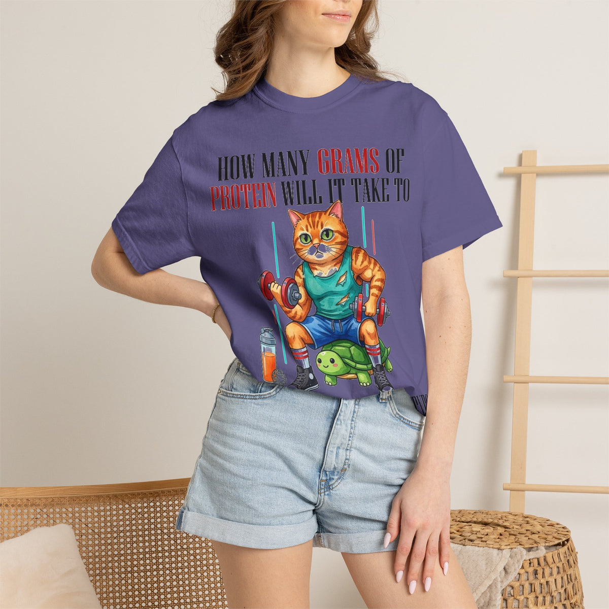 How Many Grams Of Protein Restore The Light In My Eyes Wide Shirt, Buff Gym Cat Tee, Funny Lifting Shirt, Gym Gift