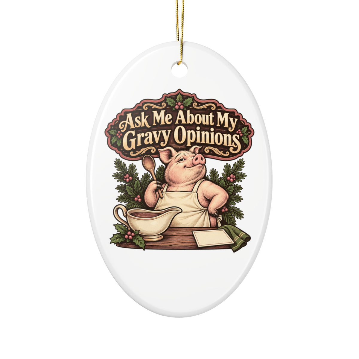 Ask Me About My Gravy Opinions Ornament, Funny Dad Christmas Gift, Secret Santa Stocking Stuffer, Ceramic Christmas Ornament 2026