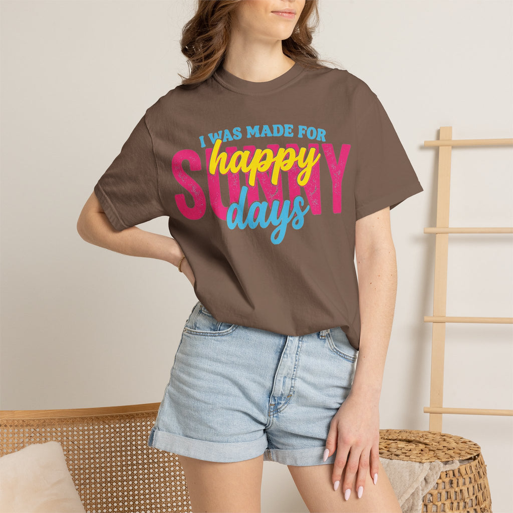 Happy Sunny Days Wide Shirt, Retro Layered Type Summer Tee, Bright Vacation Shirt, Summer Gift