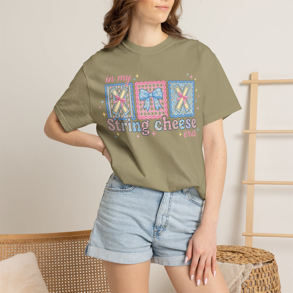 In My String Cheese Era Bow Shirt, Pastel Coquette Snack Tee, Funny Cheese Lover Shirt, Cute Gift